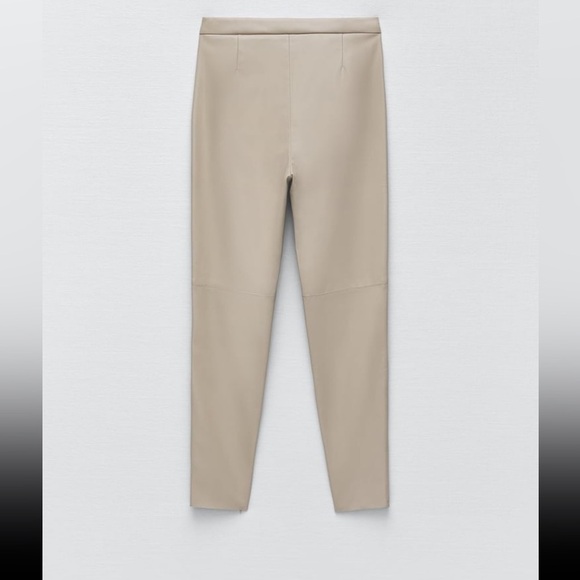 New Zara ECRU FAUX LEATHER HIGH RISE LEGGINGS - Picture 13 of 16
